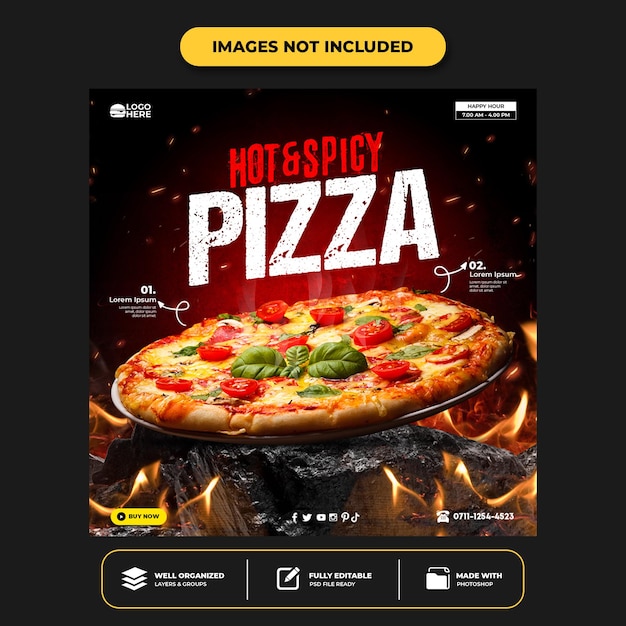 Köstliche Pizza-Social-Media-Post-Vorlage