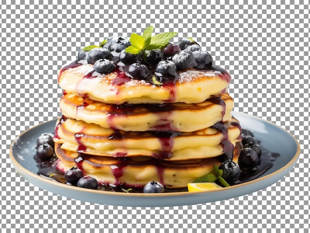 PSD köstliche rikota-pancakes aus blaubeeren stehen auf einem durchsichtigen hintergrund.