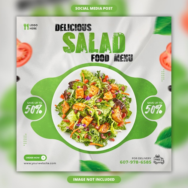 Köstliche salat promotion social media instagram post banner vorlage