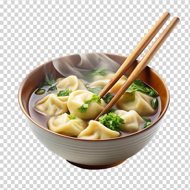 PSD köstliche wonton-suppe auf einer schüssel auf durchsichtigem hintergrund