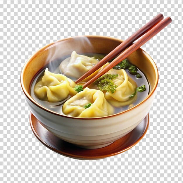 PSD köstliche wonton-suppe auf einer schüssel auf durchsichtigem hintergrund