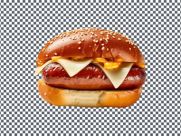 PSD köstlicher brezelbrötchen-hotdog isoliert auf transparentem hintergrund