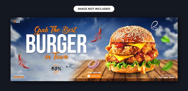 Köstlicher burger fast food facebook-cover und web-template-design