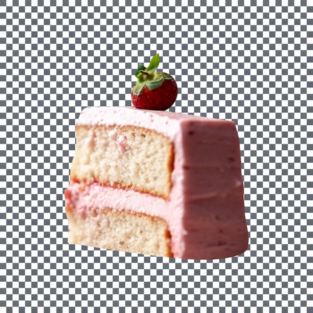 Köstlicher erdbeerkuchen mit erdbeerscheiben auf transparentem hintergrund