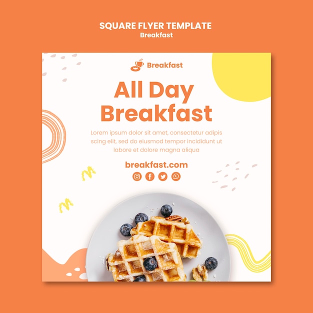 PSD köstlicher frühstücksquadrat-flyer