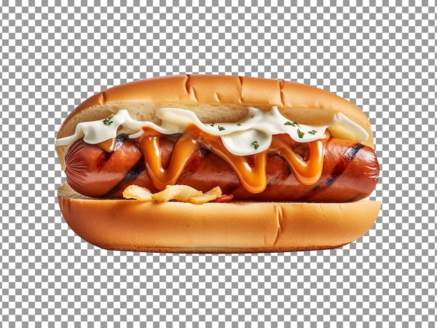 PSD köstlicher gegrillter hotdog isoliert auf transparentem hintergrund