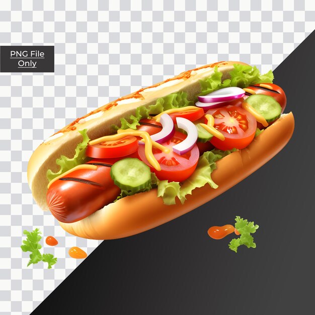 Köstlicher hotdog mit sanfter beleuchtung, nur png-premium-psd