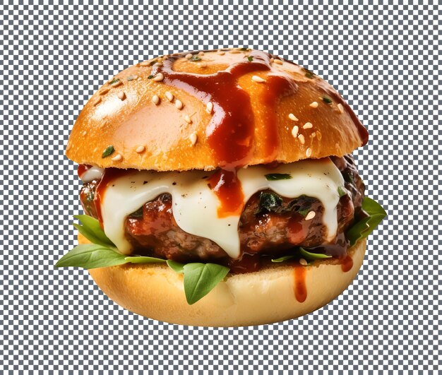 PSD köstlicher italienischer meatball-burger auf durchsichtigem hintergrund