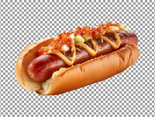 Köstlicher, mit speck umwickelter hotdog isoliert auf transparentem hintergrund