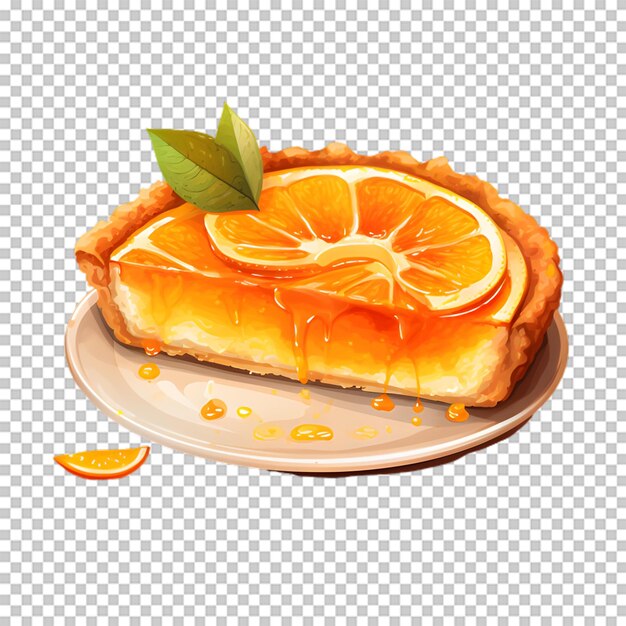 PSD köstlicher orangefarbener kuchen, isoliert auf einem transparenten hintergrund