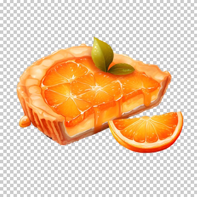 PSD köstlicher orangefarbener kuchen, isoliert auf einem transparenten hintergrund