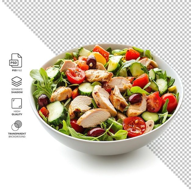 Köstlicher Salat mit Huhn und Gemüse, ohne Hintergrund.