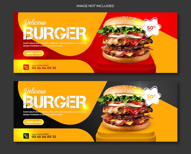 PSD köstliches burger-essen facebook-cover-banner-vorlage