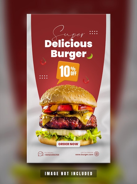Köstliches Burger-Essen Instagram-Story-Vorlage Premium Psd