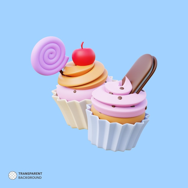 Köstliches Cupcake-Symbol Isolierte 3D-Render-Illustration