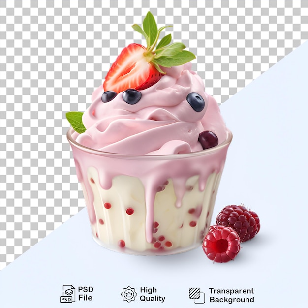 PSD köstliches eis in einer tasse mit beeren, isoliert auf durchsichtigem hintergrund, einschließlich png-datei