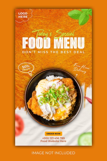 Köstliches Essen Menü Instagram und Facebook Story Vorlage