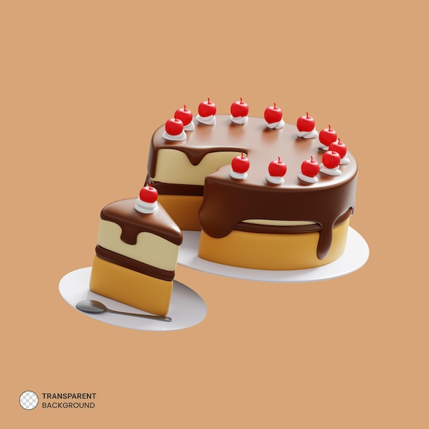 Köstliches Kuchensymbol isoliert 3d rendern Illustration