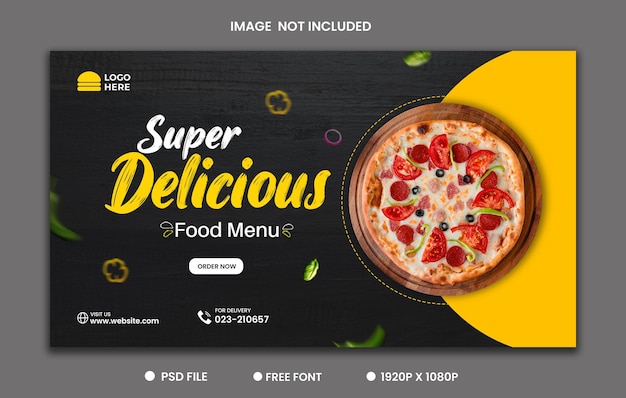 Köstliches pizza-essen social-media- und facebook-cover-design-vorlage premium psd