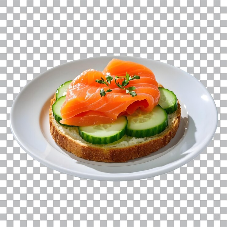 PSD köstliches sandwich mit geräuchertem lachs, gurken und frischem brot
