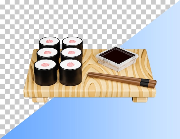 Köstliches Sushi 3D-Symbol. PSD-3D-Rendering