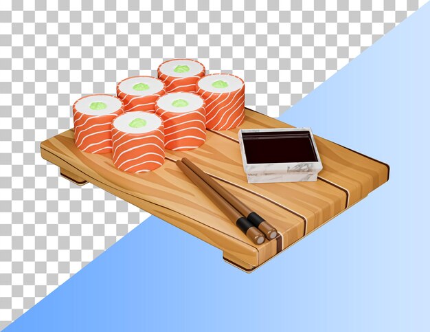 Köstliches Sushi 3D-Symbol. PSD-3D-Rendering