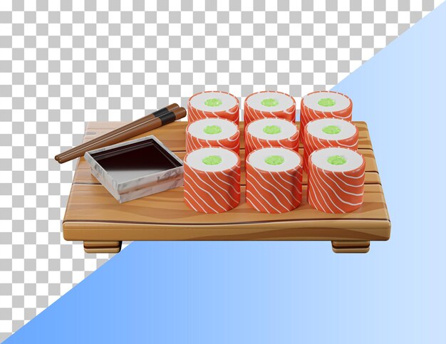 Köstliches Sushi 3D-Symbol. PSD-3D-Rendering