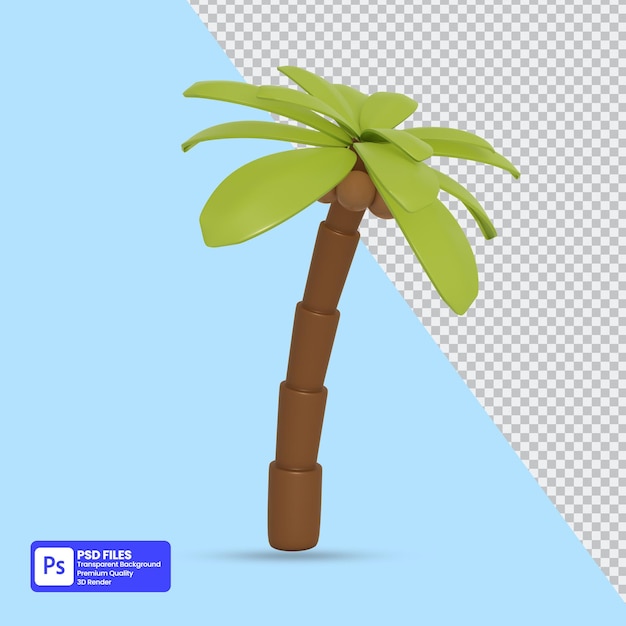 Kokosnussbaum 3d-illustration auf transparentem hintergrund isoliert premium psd