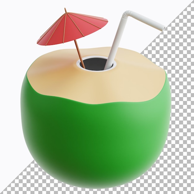 Kokosnussgetränk in 3D