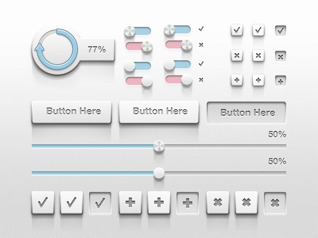Kolekce tlačítek sady UI psd