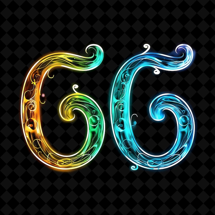 PSD koleksi png alfabet neon dan angka elemen desain tipografi bercahaya untuk seni grafis modern