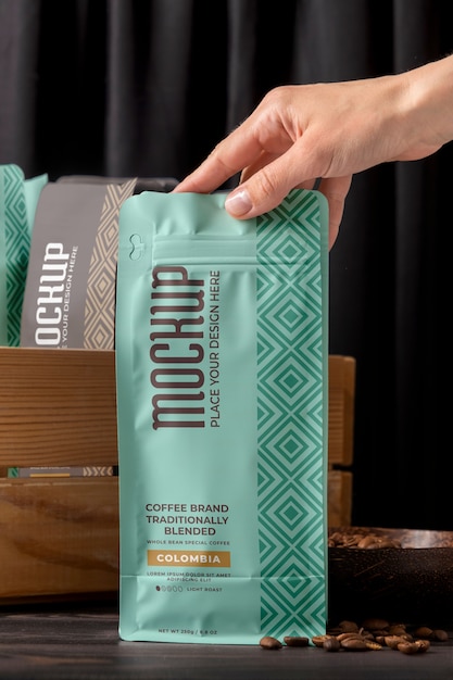 Kolumbianischer Kaffee mit Musterverpackung