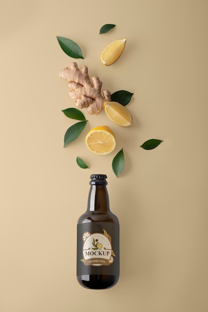 PSD kombucha-verpackungsdesign-mockup