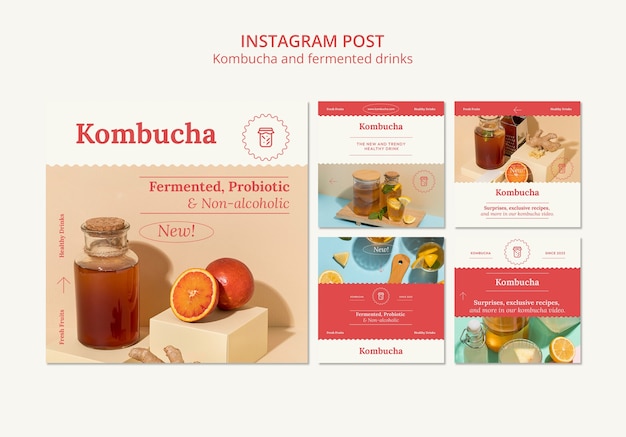 PSD kombucha-vorlagendesign