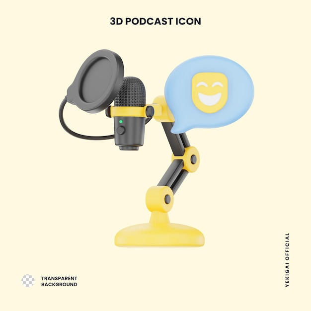Komödie Podcast 3D Podcast Illustration für uiux Web-App Infografik usw.