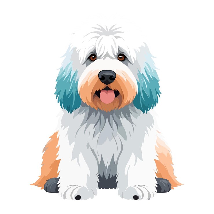 PSD komondor vector art con illustrazioni a colori vivaci