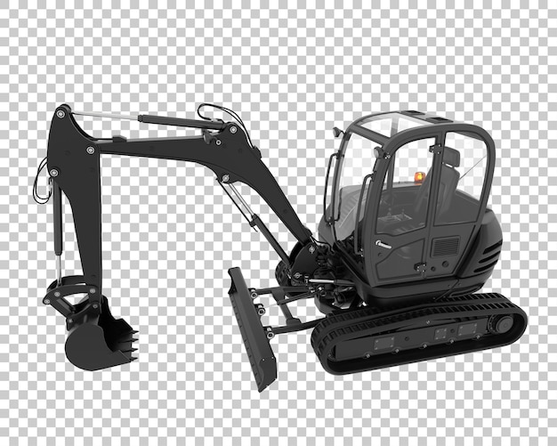 Kompaktbagger auf transparentem Hintergrund 3D-Darstellung