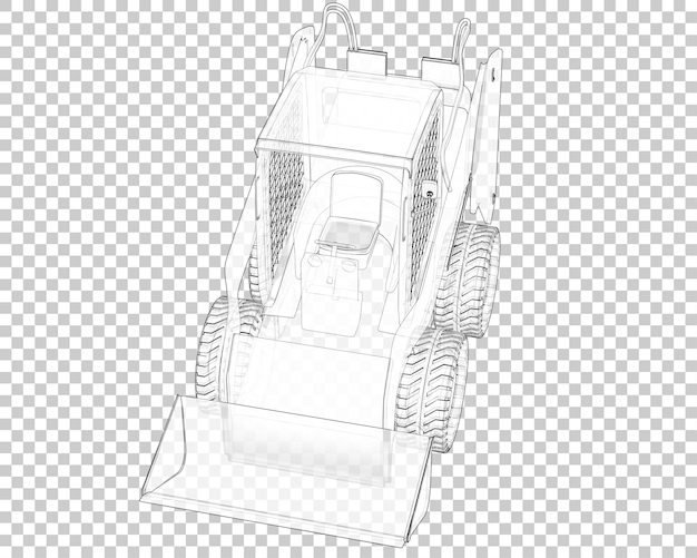 Kompaktlader auf transparentem Hintergrund 3D-Darstellung