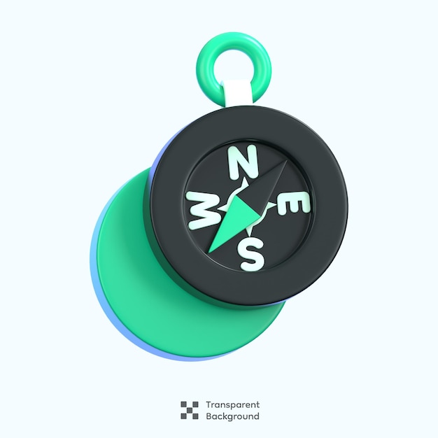 Kompass für Navigation und Reisezeichen isoliert Allgemeines Benutzeroberflächen-Ikonenkonzept 3D-Illustration
