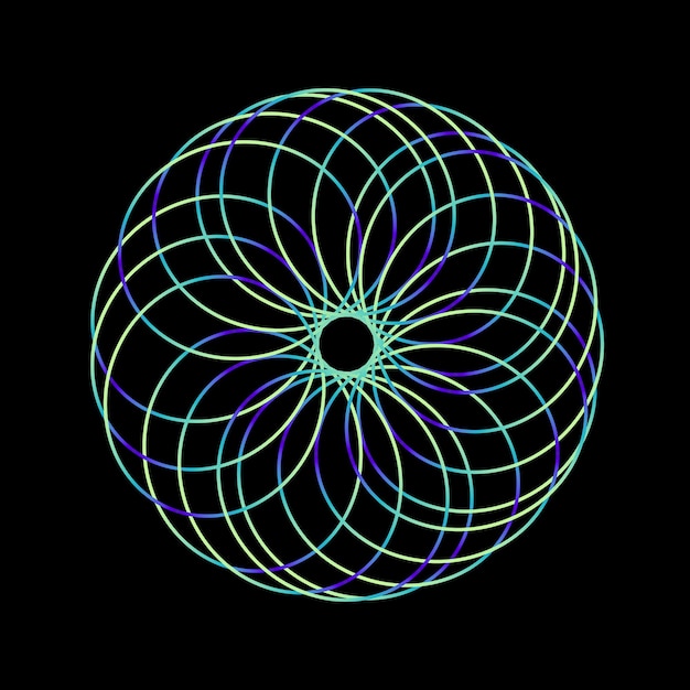 Komplizierte geometrische Mandala mit kreisförmigen Linien und hypnotischer Farbpalette