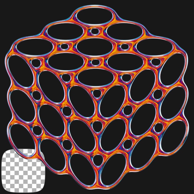 Komplizierte geometrische Struktur mit irisierender metallischer Oberfläche