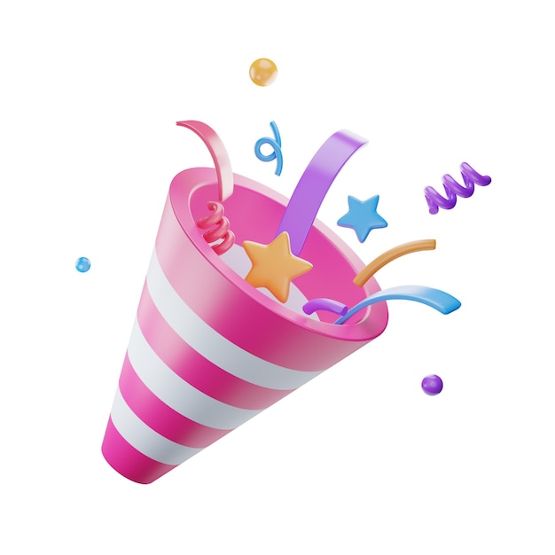 Konfetti-Dusche-Party 3D-Icon funkelnd