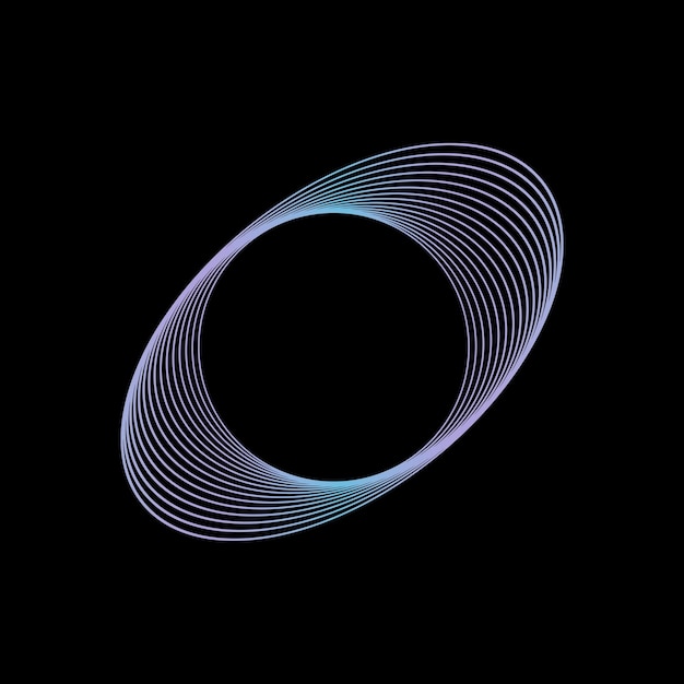Konzentrische Orbitalringe in Neonblau und Lila auf Schwarz