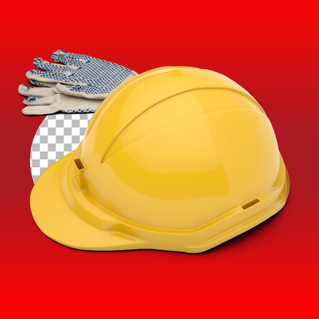 Konzept des Vatertags mit gelbem Schutzhelm und Handschuhen