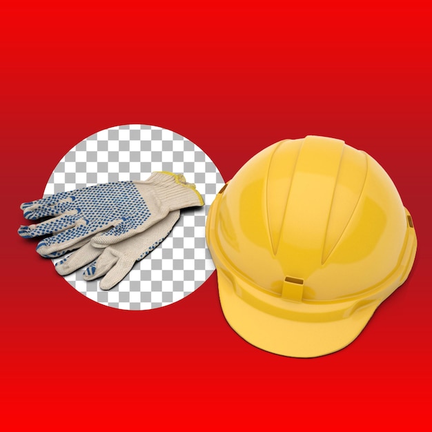 Konzept des Vatertags mit gelbem Schutzhelm und Handschuhen