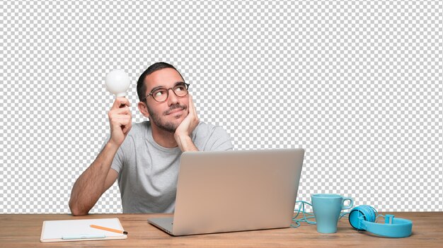 Konzept eines jungen Mannes, der eine Idee hat