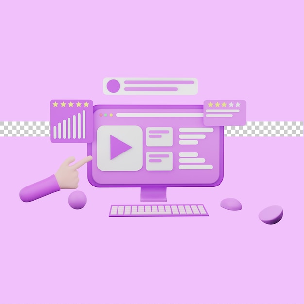 Konzeptillustration 3D-Feedback und -Bewertung. Premium-PSD