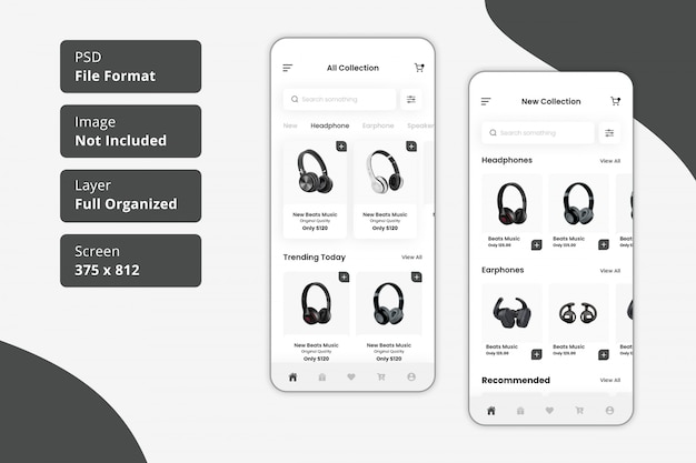 PSD kopfhörer shop mobile app design