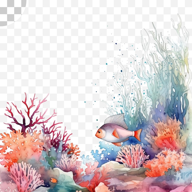 Korallenriff- und fisch-aquarell-stil