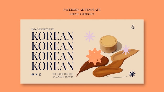 PSD koreanische beauty- und hautpflege-kosmetik-social-media-promo-vorlage